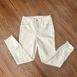 Old Navy Off White Rockstar Super Skinny 360 Stretch Jeans Frayed Hems Size 4P